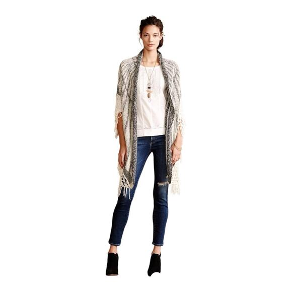 Anthropologie Angel of the North Angel Wings Boucle Wrap Poncho Cardigan One Sz - Picture 2 of 7